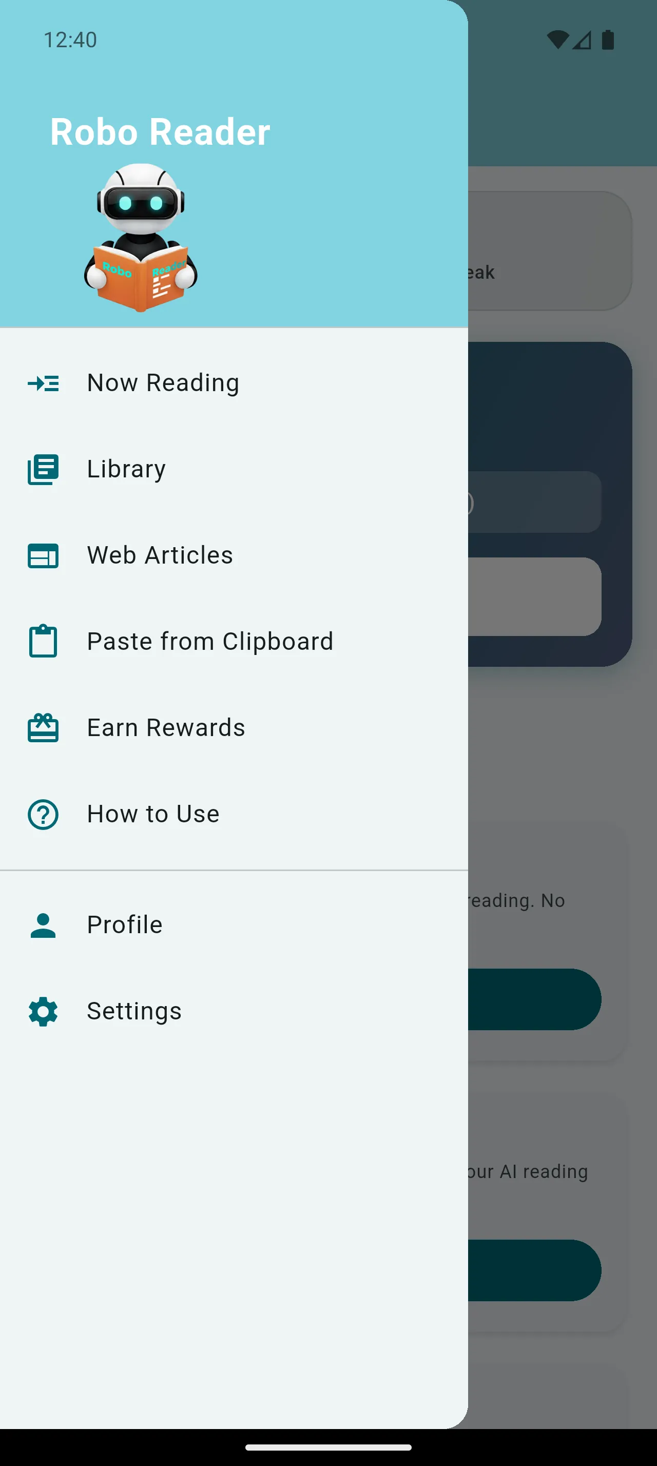 Robo Reader Earn Rewards & Streaks feature screenshot