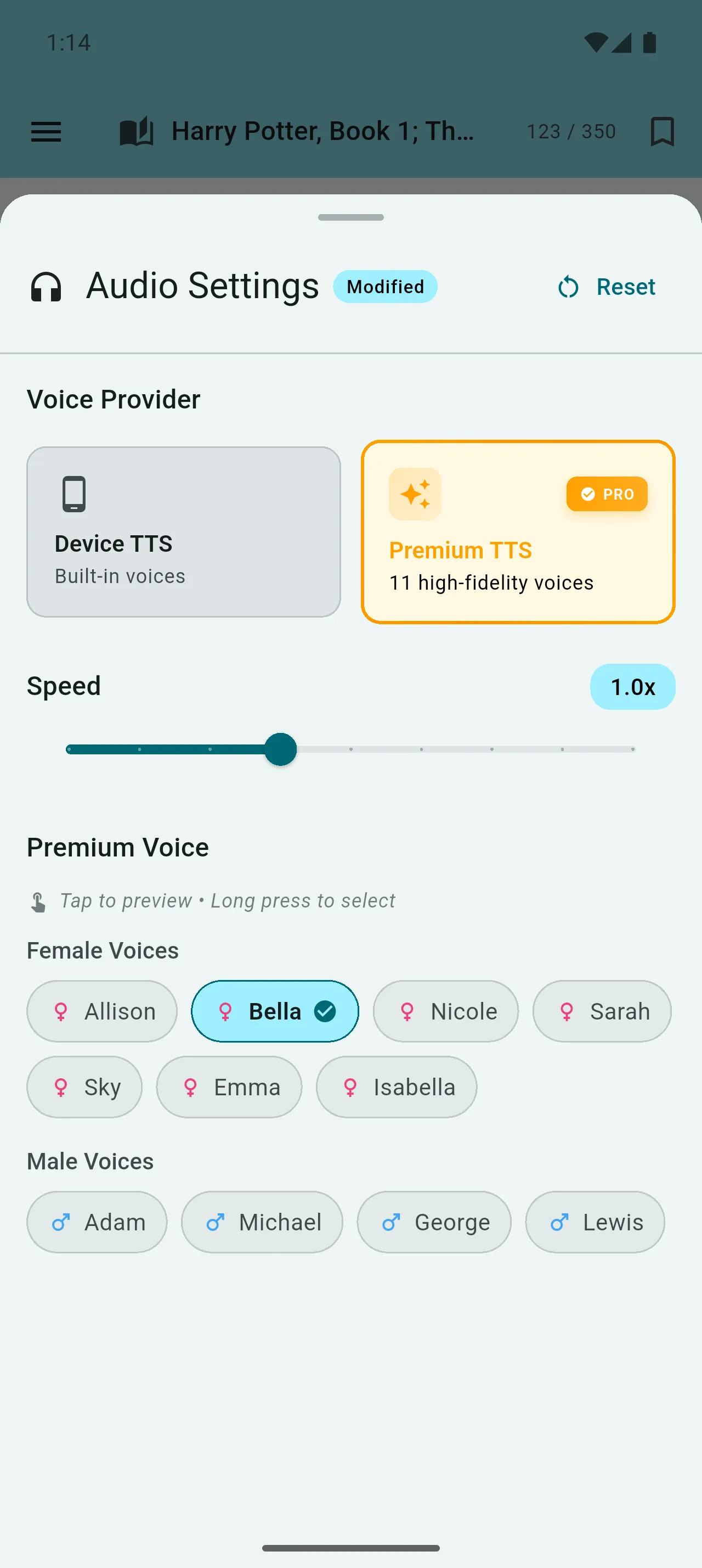 Robo Reader Text-to-Speech feature — detail view